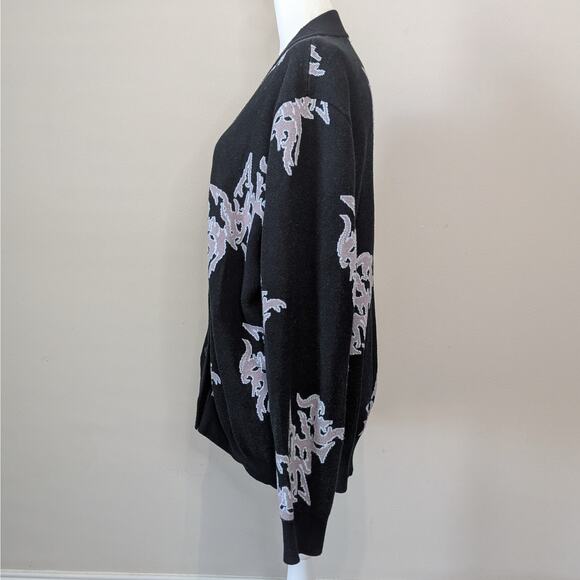 SWIXXZ by Maggie Lindemann Black Lightning Print Button Up Cardigan Size XL - Picture 3 of 7